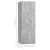 TV-tasot 4 kpl betoninharmaa 30,5x30x90 cm tekninen puu