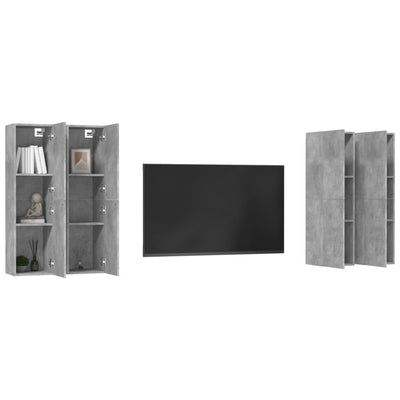 TV-tasot 4 kpl betoninharmaa 30,5x30x110 cm tekninen puu