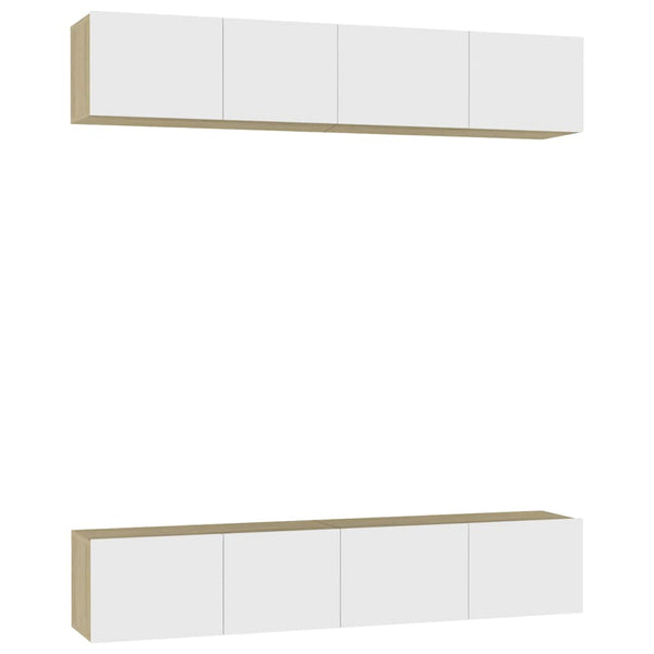 TV-tasot 4 kpl valk. ja Sonoma-tammi 80x30x30 cm tekninen puu