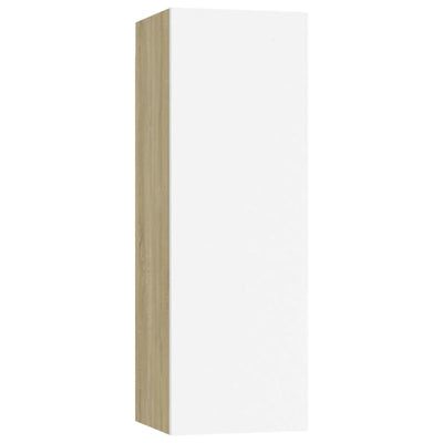 TV-tasot 4 kpl valkoinen ja Sonoma-tammi 30,5x30x90cm lastulevy
