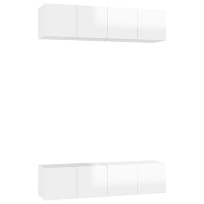TV-tasot 4 kpl korkeakiilto valkoinen 60x30x30 cm lastulevy