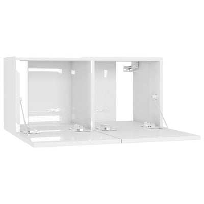 TV-tasot 4 kpl korkeakiilto valkoinen 60x30x30 cm lastulevy