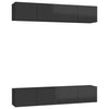 TV-tasot 4 kpl korkeakiilto musta 80x30x30 cm lastulevy