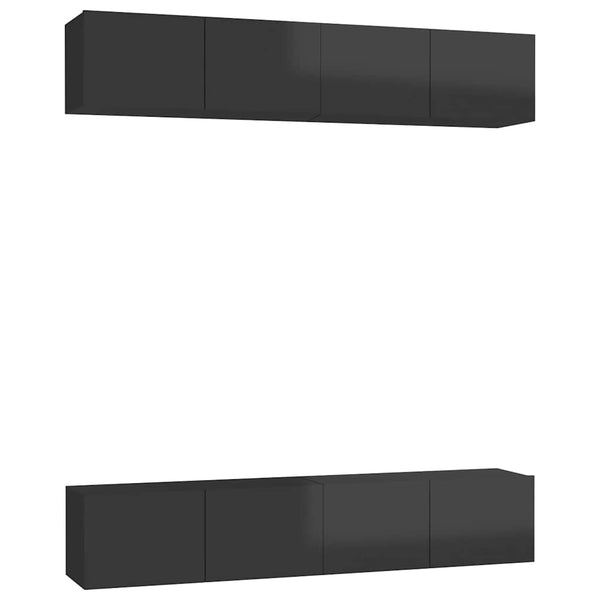 TV-tasot 4 kpl korkeakiilto musta 80x30x30 cm lastulevy