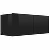 TV-tasot 4 kpl korkeakiilto musta 80x30x30 cm lastulevy