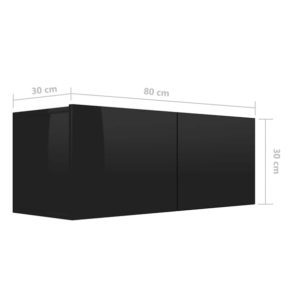 3-osainen TV-kaappisarja korkeakiilto musta lastulevy