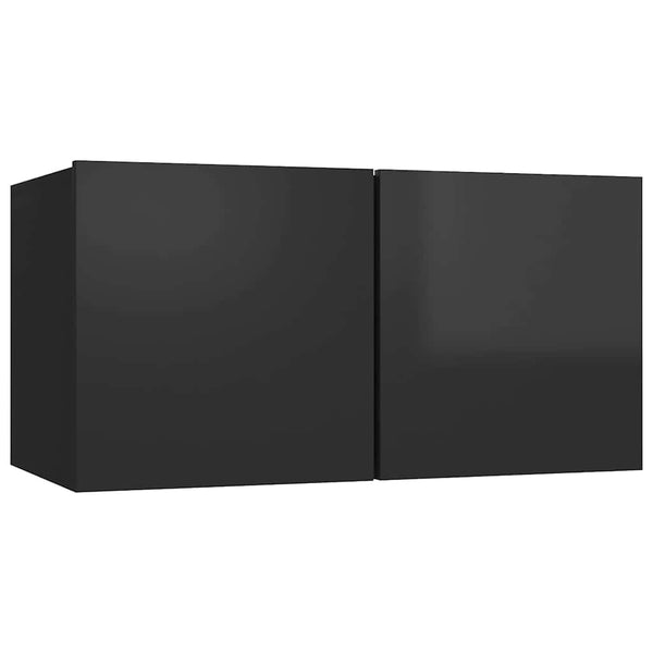 4-osainen TV-kaappisarja korkeakiilto musta lastulevy