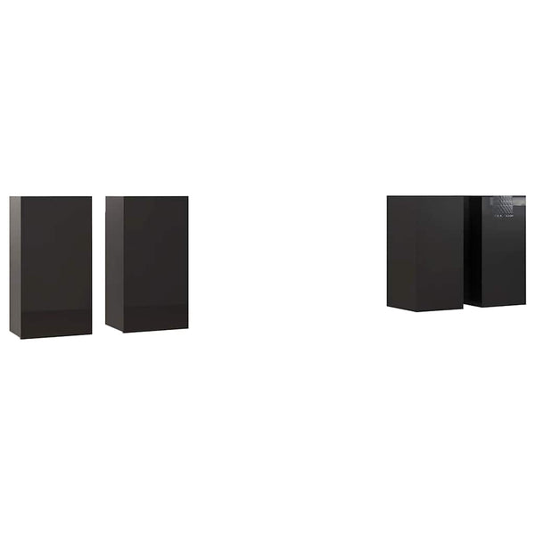 TV-tasot 4 kpl korkeakiilto musta 30,5x30x60 cm lastulevy
