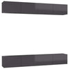 TV-tasot 4 kpl korkeakiilto harmaa 100x30x30 cm lastulevy