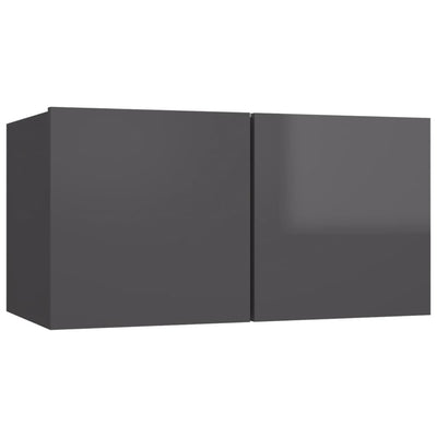 4-osainen TV-kaappisarja korkeakiilto harmaa lastulevy