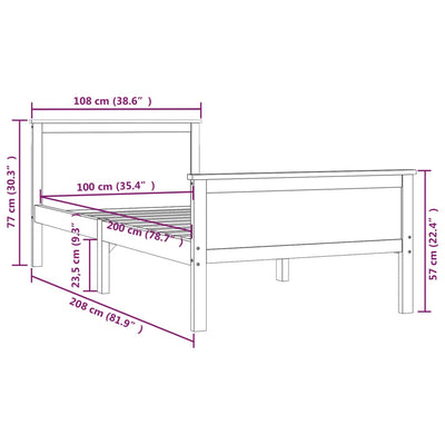 Hunajanruskea sängynrunko Michai 100x200cm (mänty)