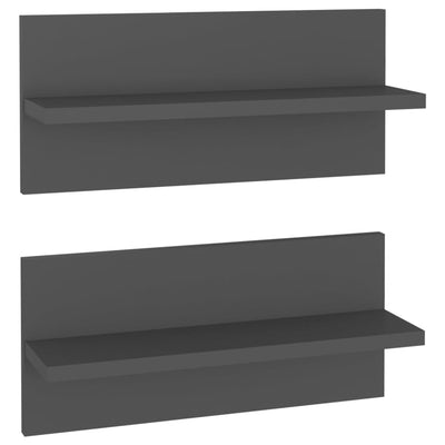 Seinähyllyt 2 kpl harmaa 40x11,5x18 cm tekninen puu