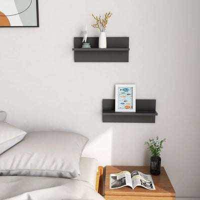 Seinähyllyt 2 kpl harmaa 40x11,5x18 cm tekninen puu