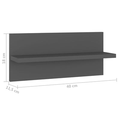 Seinähyllyt 2 kpl harmaa 40x11,5x18 cm tekninen puu