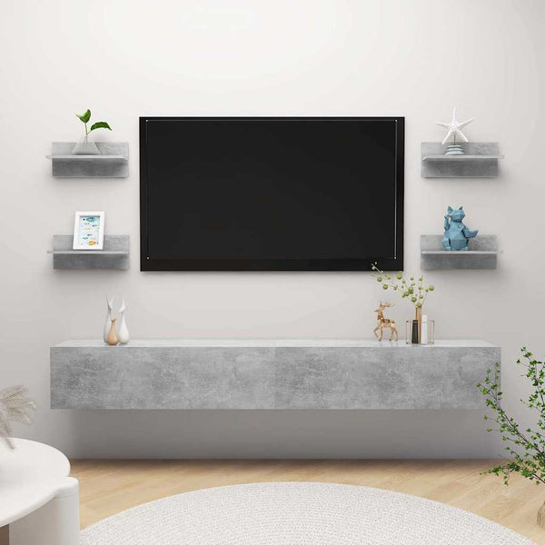 Seinähyllyt 4 kpl betoninharmaa 40x11,5x18 cm lastulevy