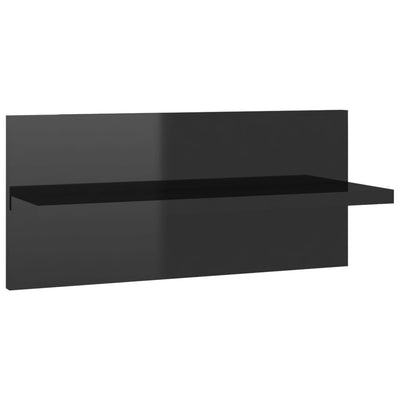 Seinähyllyt 2 kpl korkeakiilto musta 40x11,5x18 cm