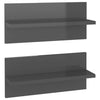 Seinähyllyt 2 kpl korkeakiilto harmaa 40x11,5x18 cm