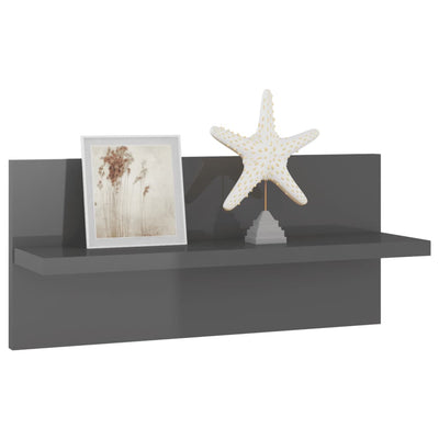 Seinähyllyt 2 kpl korkeakiilto harmaa 40x11,5x18 cm