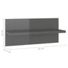 Seinähyllyt 2 kpl korkeakiilto harmaa 40x11,5x18 cm