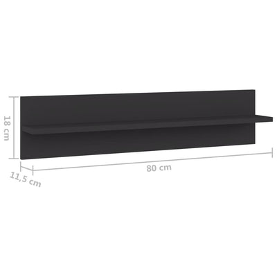 Seinähyllyt 2 kpl harmaa 80x11,5x18 cm tekninen puu