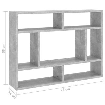 Seinähylly betoninharmaa 75x16x55 cm tekninen puu