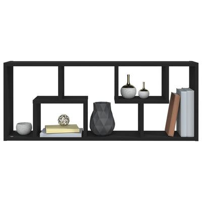 Seinähylly musta 36x16x90 cm tekninen puu