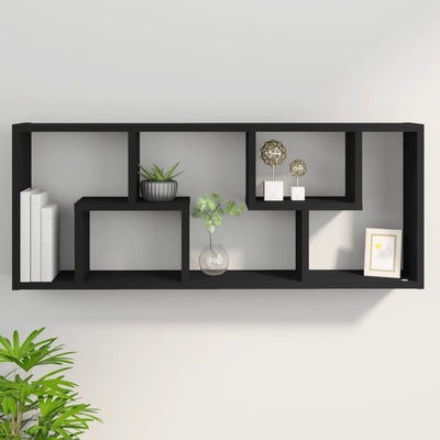 Seinähylly musta 36x16x90 cm tekninen puu