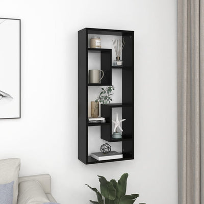 Seinähylly musta 36x16x90 cm tekninen puu