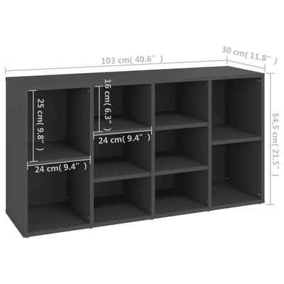 Kenkien säilytyspenkki harmaa 103x30x54,5 cm lastulevy