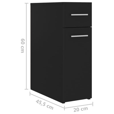 Apteekkarinkaappi musta 20x45,5x60 cm lastulevy