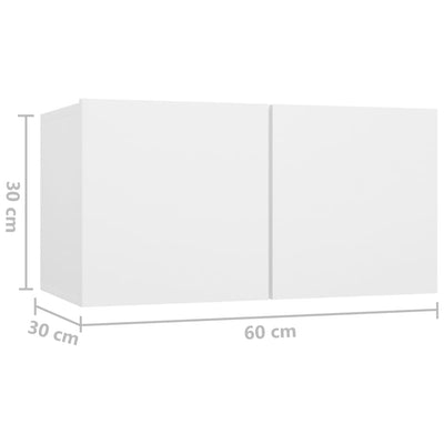 Seinäkiinnitettävät TV-tasot 3 kpl valkoinen 60x30x30cm