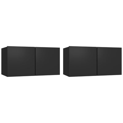 Seinäkiinnitettävät TV-tasot 2 kpl musta 60x30x30 cm