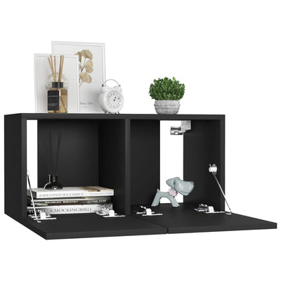 Seinäkiinnitettävät TV-tasot 2 kpl musta 60x30x30 cm