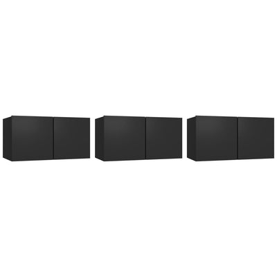 Seinäkiinnitettävät TV-tasot 3 kpl musta 60x30x30 cm