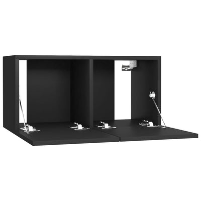 Seinäkiinnitettävät TV-tasot 3 kpl musta 60x30x30 cm