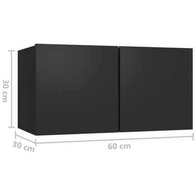 Seinäkiinnitettävät TV-tasot 3 kpl musta 60x30x30 cm