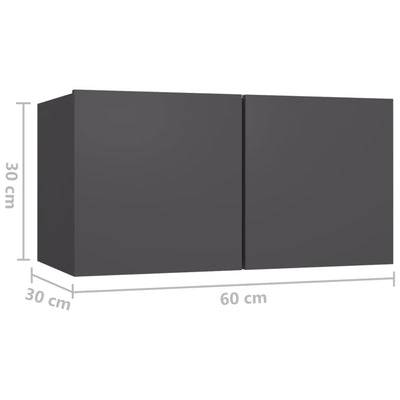 Seinäkiinnitettävä TV-taso harmaa 60x30x30 cm