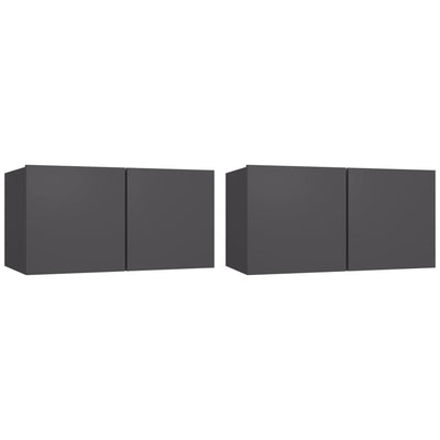 Seinäkiinnitettävät TV-tasot 2 kpl harmaa 60x30x30cm