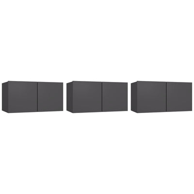Seinäkiinnitettävät TV-tasot 3 kpl harmaa 60x30x30 cm