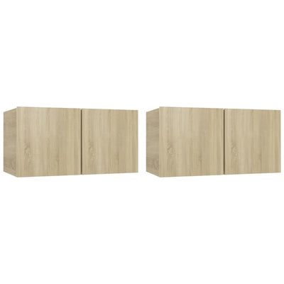 Seinäkiinnitettävät TV-tasot 2 kpl Sonoma tammi 60x30x30cm