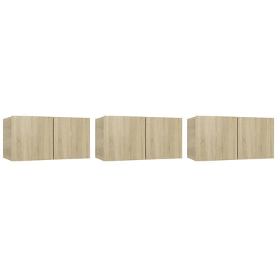 Seinäkiinnitettävät TV-tasot 3 kpl Sonoma-tammi 60x30x30 cm
