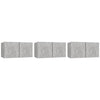 Seinäkiinnitettävät TV-tasot 3 kpl betoninharmaa 60x30x30 cm