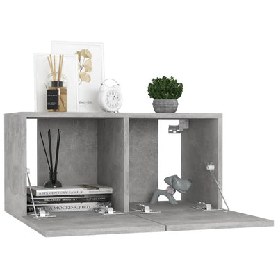 Seinäkiinnitettävät TV-tasot 3 kpl betoninharmaa 60x30x30 cm