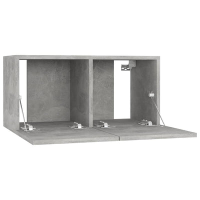 Seinäkiinnitettävät TV-tasot 3 kpl betoninharmaa 60x30x30 cm