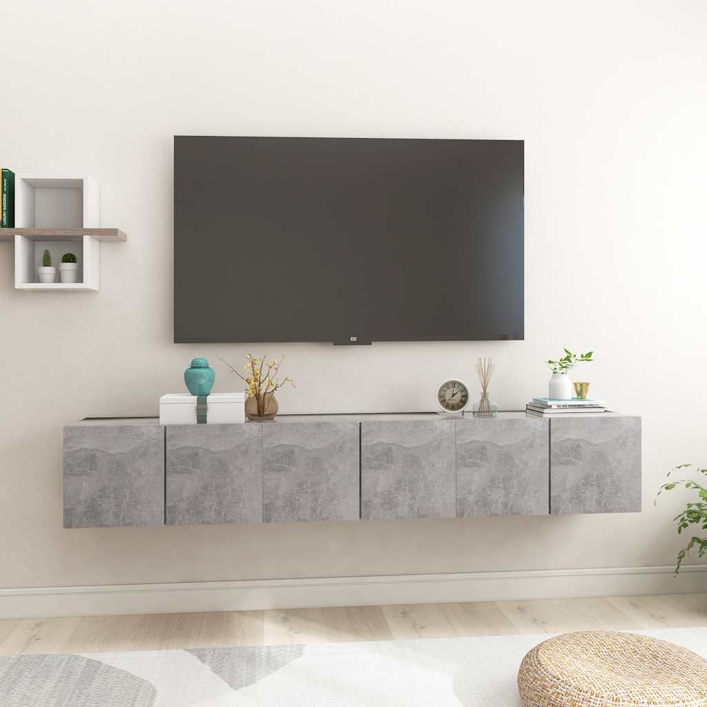 Betoninharmaa seinäkiinnitettävät tv-tasot Iozse 60x30x30cm (3 kpl)