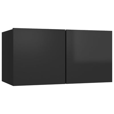 Seinäkiinnitettävä TV-taso korkeakiilto musta 60x30x30 cm
