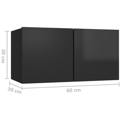 Seinäkiinnitettävä TV-taso korkeakiilto musta 60x30x30 cm