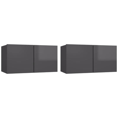 Seinäkiinnitettävät TV-tasot 2kpl korkeakiilto harm. 60x30x30cm