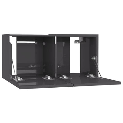 Seinäkiinnitettävät TV-tasot 2kpl korkeakiilto harm. 60x30x30cm