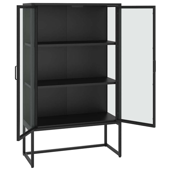 Kaappi musta 80x35x135 cm teräs ja karkaistu lasi